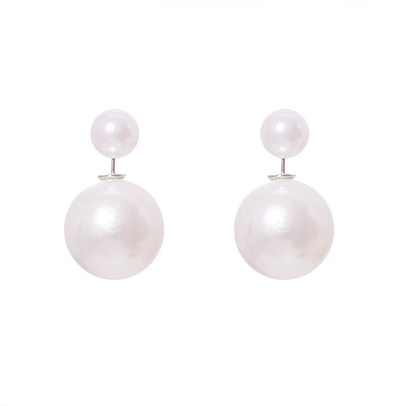 Wholesale Women's Doublesided Alloy Pearl Earrings With Geometric Pattern And Electroplating Design