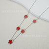 Wholesale Women's Doublesided Clover And Leaf Pendant Collarbone Cross Chain Fashion Simple Versatile Silverplated Titanium Steel Necklace