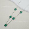 Wholesale Women's Doublesided Clover And Leaf Pendant Collarbone Cross Chain Fashion Simple Versatile Silverplated Titanium Steel Necklace