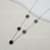 Wholesale Women's Doublesided Clover And Leaf Pendant Collarbone Cross Chain Fashion Simple Versatile Silverplated Titanium Steel Necklace