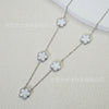 Wholesale Women's Doublesided Clover And Leaf Pendant Collarbone Cross Chain Fashion Simple Versatile Silverplated Titanium Steel Necklace