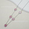 Wholesale Women's Doublesided Clover And Leaf Pendant Collarbone Cross Chain Fashion Simple Versatile Silverplated Titanium Steel Necklace