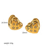 Wholesale Women's Doublesided Love Epoxy Rhinestone Heart Shape Stainless Steel 18K Goldplated Earrings