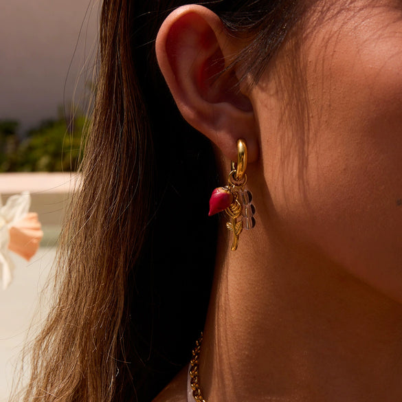 Wholesale Women's Dried Flower Stainless Steel Earrings With Electroplating