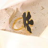 Wholesale Women's Dripping Oil Flower Stainless Steel Ring Hand Jewelry