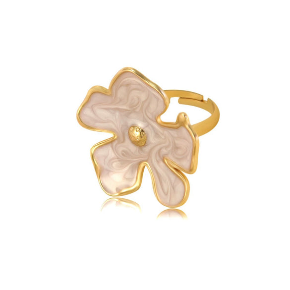 Wholesale Women's Dripping Oil Flower Stainless Steel Ring Hand Jewelry