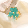 Wholesale Women's Dripping Oil Flower Stainless Steel Ring Hand Jewelry