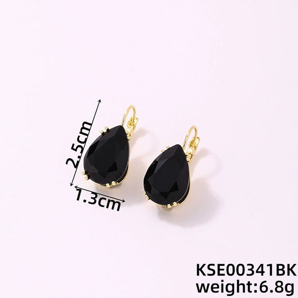 Wholesale Women's Dropshaped Copper Retro Printed Electroplated Light Luxury Style Ear Buckles For Autumn