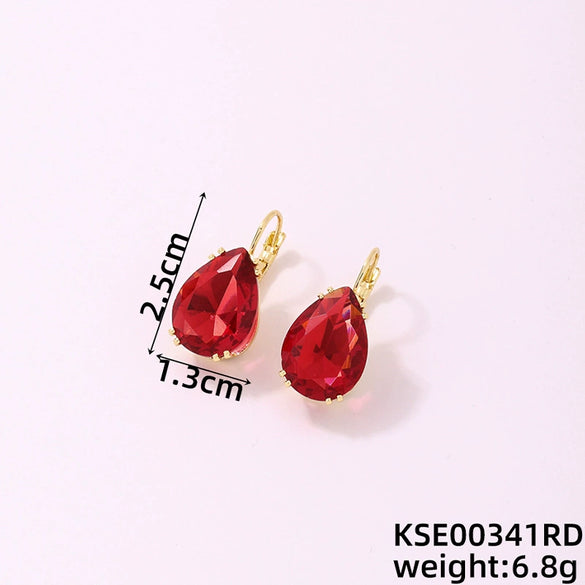 Wholesale Women's Dropshaped Copper Retro Printed Electroplated Light Luxury Style Ear Buckles For Autumn