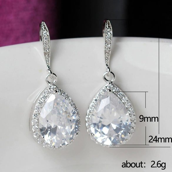Wholesale Women's Dropshaped Copper Zircon Earrings