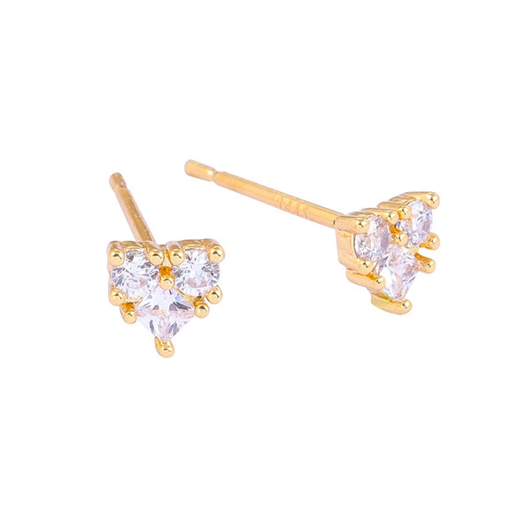 Wholesale Women's Earrings Copper Plated With Real Gold Geometric Heart Shape Zircon Micro Inlay Trendy Retro Light Luxury