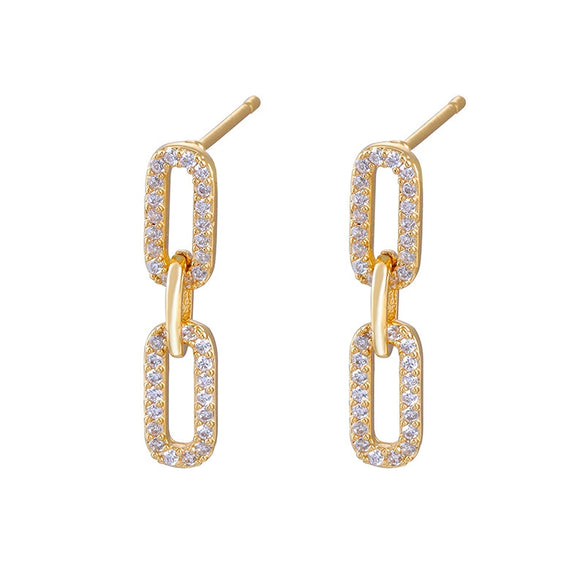 Wholesale Women's Earrings Copper Plated With Real Gold Geometric Heart Shape Zircon Micro Inlay Trendy Retro Light Luxury