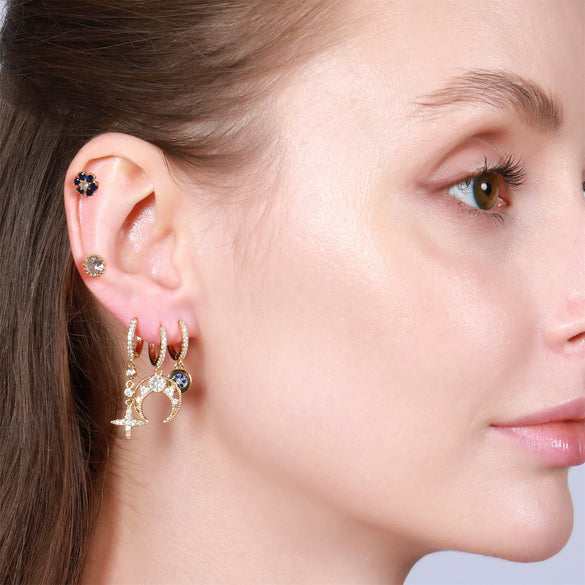 Wholesale Women's Earrings Set Copper S925 Silver Needle Microinlaid Zircon Flower Design