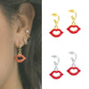Wholesale Women's Earrings Silver Needle Copper Geometric Electroplated Exaggerated Lips Design