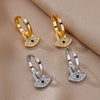 Wholesale Women's Earrings With Polygon Mobius Ring Design Five Pointed Star Hollow Geometric Style Ccb Gold Platinum Electroplated