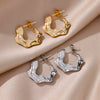 Wholesale Women's Earrings With Polygon Mobius Ring Design Five Pointed Star Hollow Geometric Style Ccb Gold Platinum Electroplated