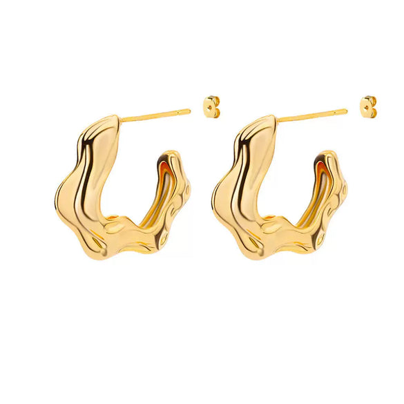 Wholesale Women's Earrings With Polygon Mobius Ring Design Five Pointed Star Hollow Geometric Style Ccb Gold Platinum Electroplated