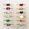 Wholesale Women's Eggshaped Colorful Diamond Zircon Ring Goldplated Brass Jewelry
