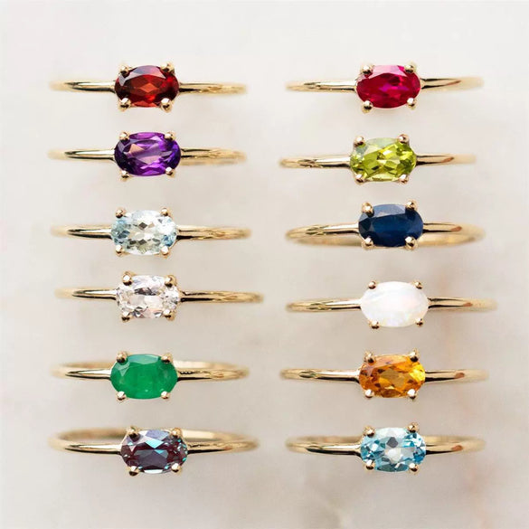Wholesale Women's Eggshaped Colorful Diamond Zircon Ring Goldplated Brass Jewelry