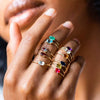 Wholesale Women's Eggshaped Colorful Diamond Zircon Ring Goldplated Brass Jewelry