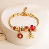 Wholesale Women's Electroplated Alloy Bracelet With Lucky Beads And Bear Pendant