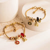 Wholesale Women's Electroplated Alloy Bracelet With Lucky Beads And Bear Pendant