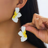 Wholesale Women's Electroplated Alloy Flower Enamel Earrings With Versatile Style