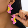 Wholesale Women's Electroplated Alloy Flower Enamel Earrings With Versatile Style