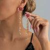 Wholesale Women's Electroplated Alloy Geometric Flower Tassel Earrings With Colorful Crystal Pendants