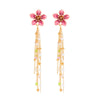 Wholesale Women's Electroplated Alloy Geometric Flower Tassel Earrings With Colorful Crystal Pendants