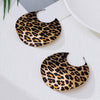 Wholesale Women's Electroplated Alloy Geometric Leopard Print Circular Earrings