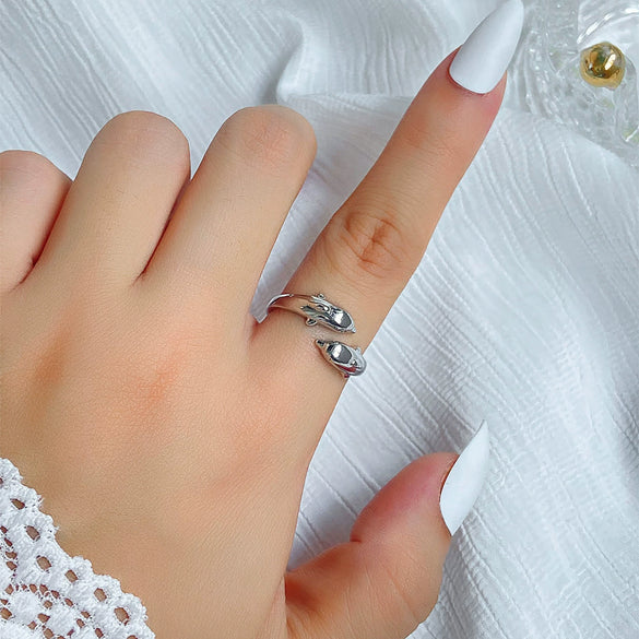 Wholesale Women's Electroplated Environmentally Friendly Copper Animal Shape Manta Ray Open Ring Accessories