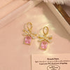 Wholesale Women's Electroplated Environmentally Friendly Copper Bow Tie Micropaved Zircon Earrings