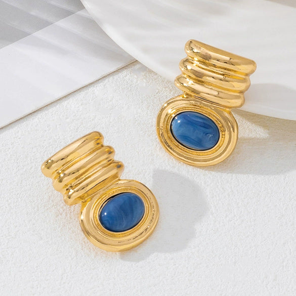 Wholesale Women's Electroplated Geometric Alloy Earrings French Retro Style