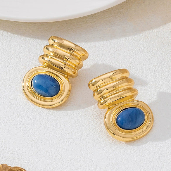 Wholesale Women's Electroplated Geometric Alloy Earrings French Retro Style