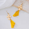 Wholesale Women's Electroplated Geometric Cross Shaped Long Tassel Fashion Earrings Made Of Alloy And Stainless Steel