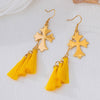 Wholesale Women's Electroplated Geometric Cross Shaped Long Tassel Fashion Earrings Made Of Alloy And Stainless Steel