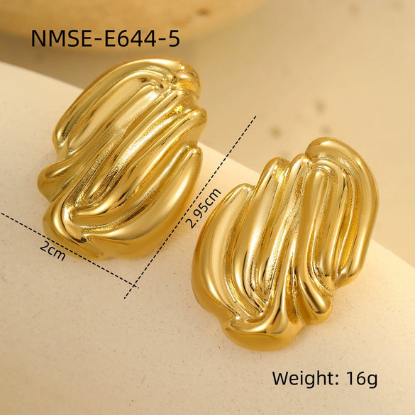 Wholesale Women's Electroplated Geometric Drop Shape Stainless Steel Jewelry Earrings Bracelets Rings