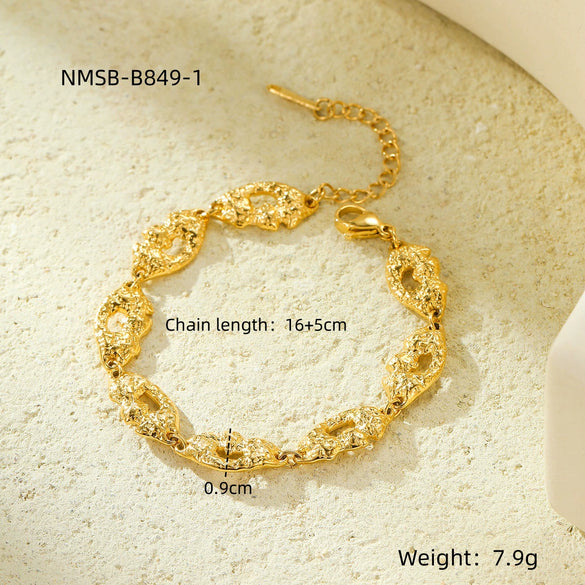 Wholesale Women's Electroplated Geometric Drop Shape Stainless Steel Jewelry Earrings Bracelets Rings