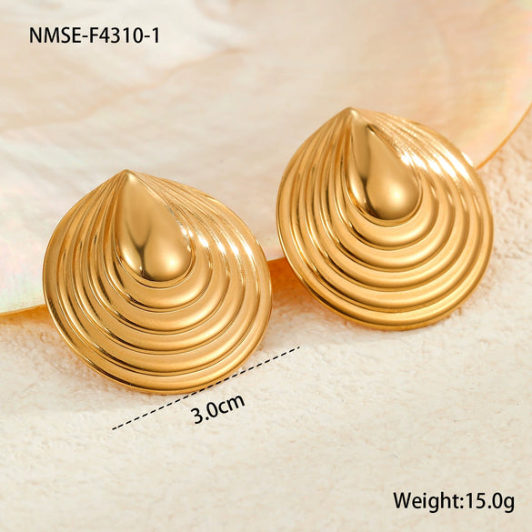 Wholesale Women's Electroplated Geometric Drop Shape Stainless Steel Jewelry Earrings Bracelets Rings