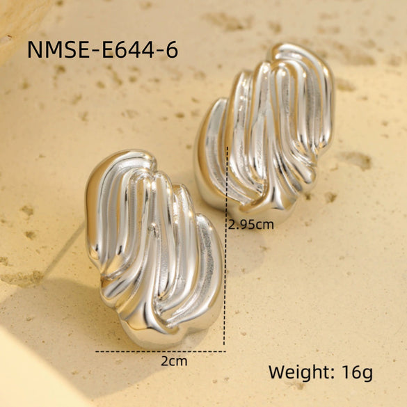 Wholesale Women's Electroplated Geometric Drop Shape Stainless Steel Jewelry Earrings Bracelets Rings