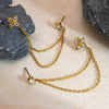 Wholesale Women's Electroplated Geometric Fourflower Zircon Tassel Stainless Steel Earrings