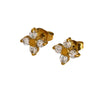 Wholesale Women's Electroplated Geometric Fourflower Zircon Tassel Stainless Steel Earrings