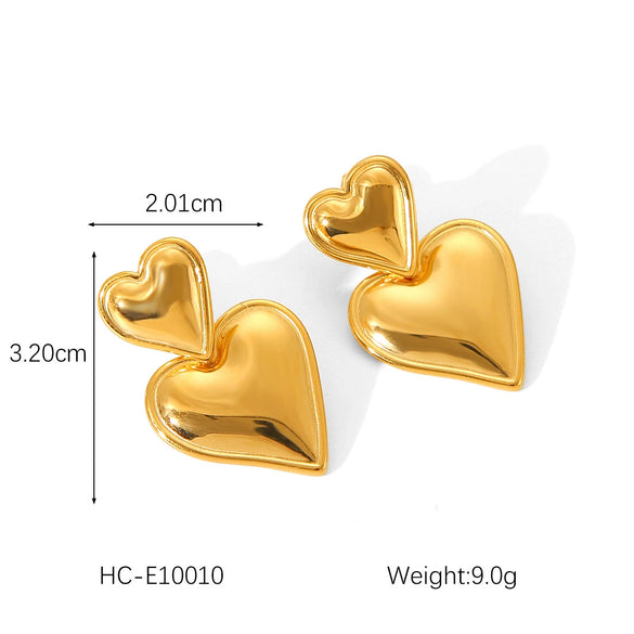 Wholesale Women's Electroplated Geometric Heart And Peach Heart Stainless Steel Earrings