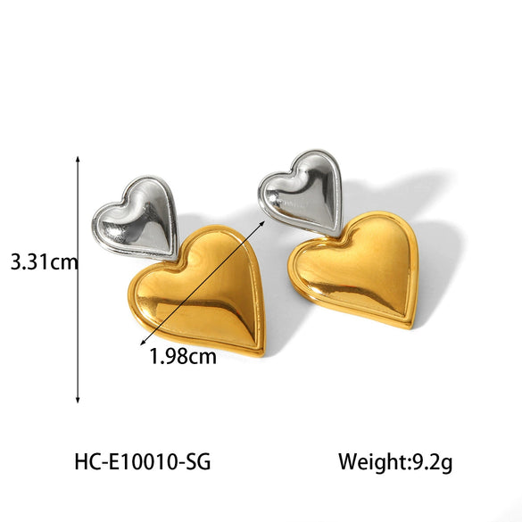 Wholesale Women's Electroplated Geometric Heart And Peach Heart Stainless Steel Earrings