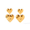 Wholesale Women's Electroplated Geometric Heart And Peach Heart Stainless Steel Earrings