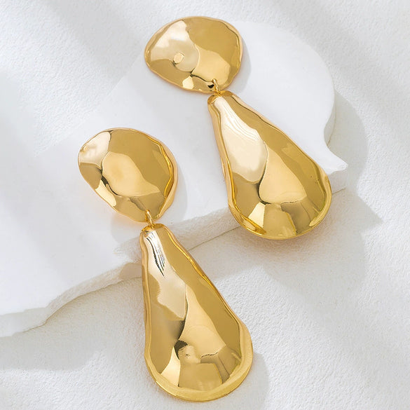 Wholesale Women's Electroplated Geometric Metal Alloy Water Drop Oval And Round Earrings Accessories