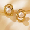 Wholesale Women's Electroplated Geometric Stainless Steel Bead Earrings Light Luxury Jewelry