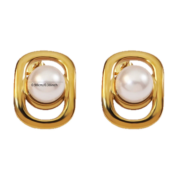 Wholesale Women's Electroplated Geometric Stainless Steel Bead Earrings Light Luxury Jewelry