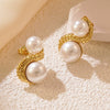 Wholesale Women's Electroplated Geometric Stainless Steel Bead Earrings Light Luxury Jewelry